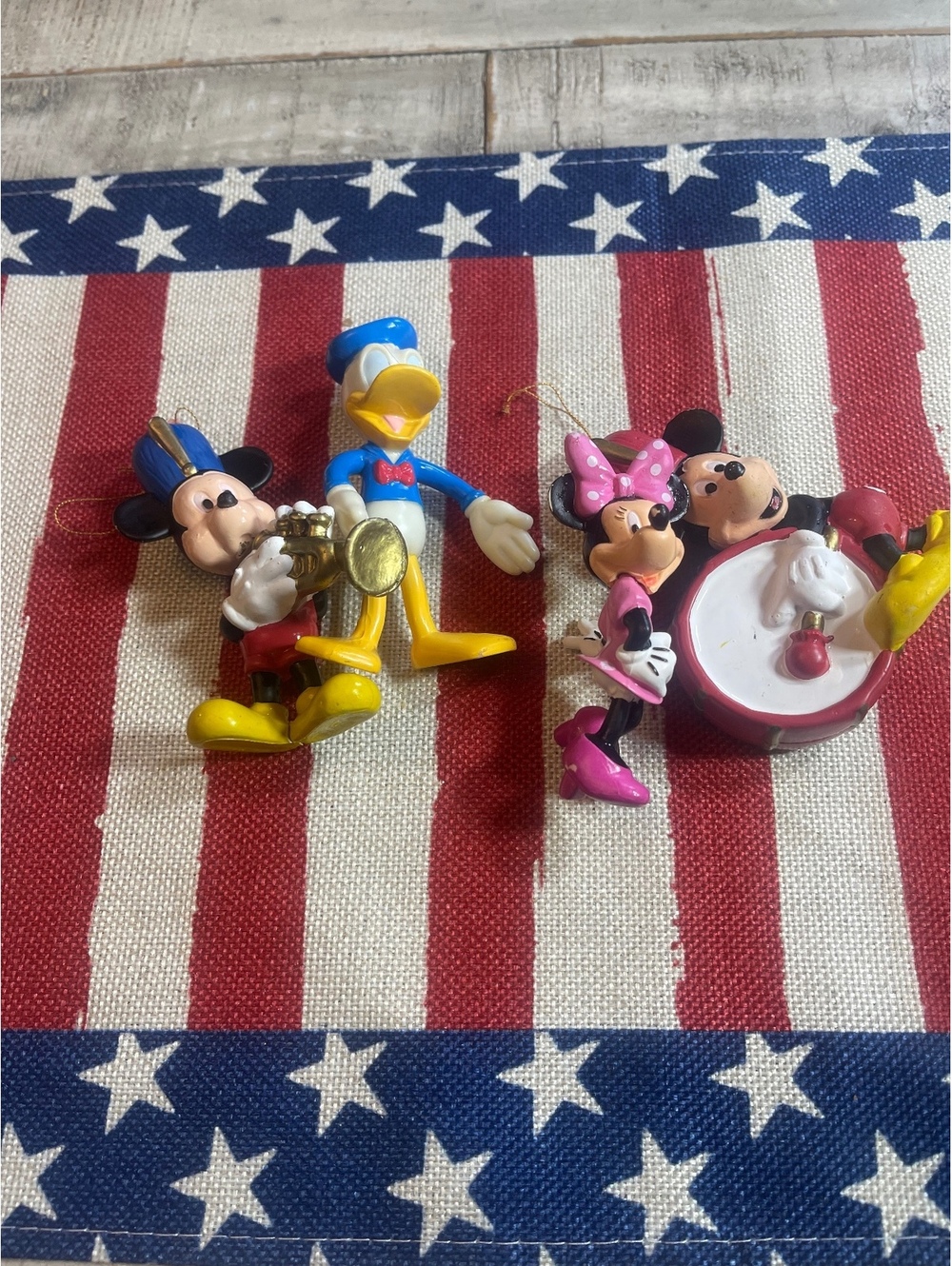 Vintage Disney Mickey, Minnie, and Donald Musical Band Ornaments Set